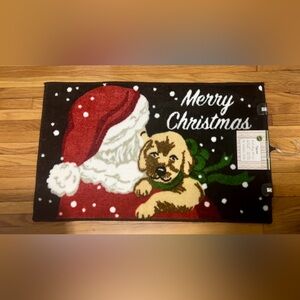 Festive Santa and Puppy Holiday Doormat
